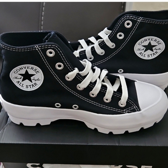 Converse Kids Black and White High-Top Sneakers - Picture 1 of 2